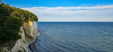 Chalk cliffs in Jasmund National Park RÃ¼gen with view of Baltic Seaの写真素材
