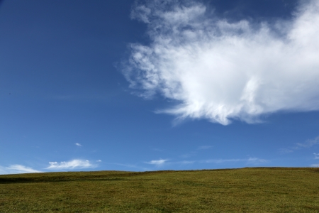 gras field with a nice cloudy sky の写真素材