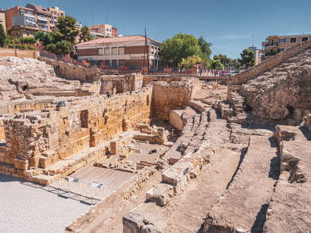 Ruins of the Roman theatre in Tarragona, Spainの写真素材
