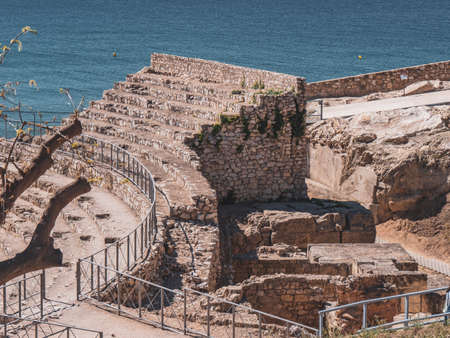 Ruins of an ancient city by the seaの写真素材