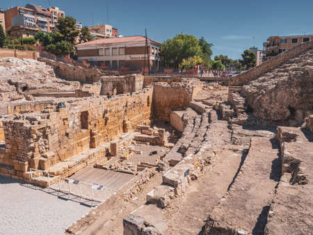 Ruins of Roman theatre in Tarragona, Catalonia, Spainの写真素材