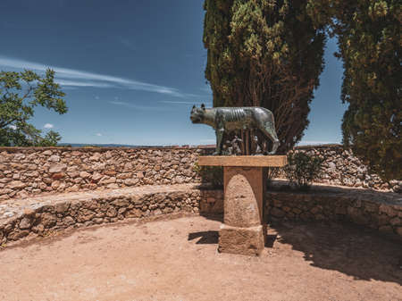 Lion statue in the ancient city of Tarragona, Spainの写真素材