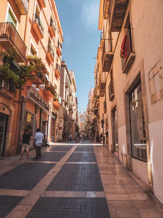 People walking in the streets of Valencia, Spain.の写真素材