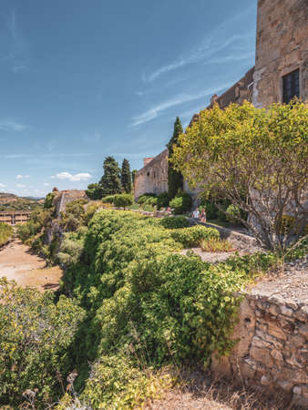 View of the medieval walls of Montserrat, Catalonia, Spainの写真素材