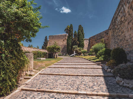 The medieval walls of the ancient city of Rhodes in Greece. Rhodes is a popular tourist destination.の写真素材