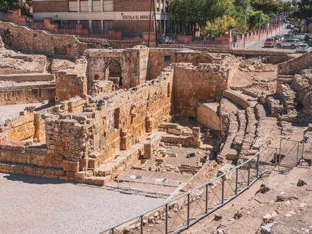Ruins of the Roman theatre in Tarragona, Spainの写真素材