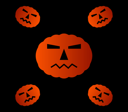 halloween pumpkins on white backgroundの写真素材