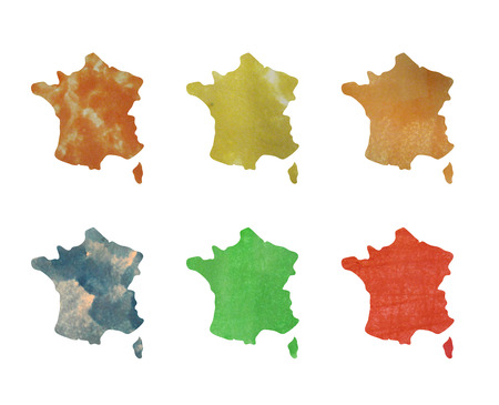 map france in watercolor