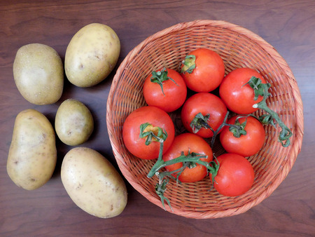vegetables on wooden baseの写真素材