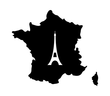 illustrated map of France on white backgroundの写真素材