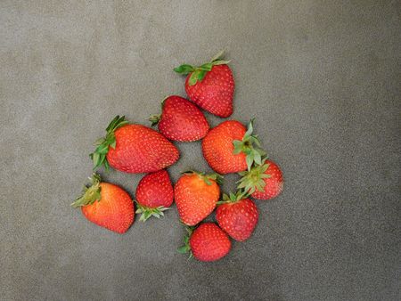 Strawberries on wooden backgroundの写真素材