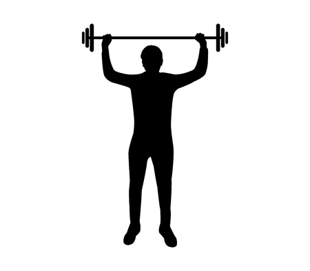 Man silhouette with gym weight on white background, vector illustration.のイラスト素材