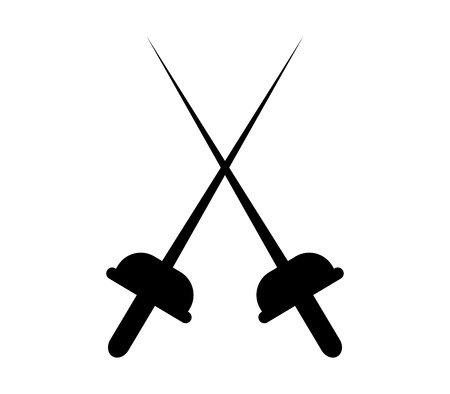 Silhouette fencing icon on white background, vector illustration.