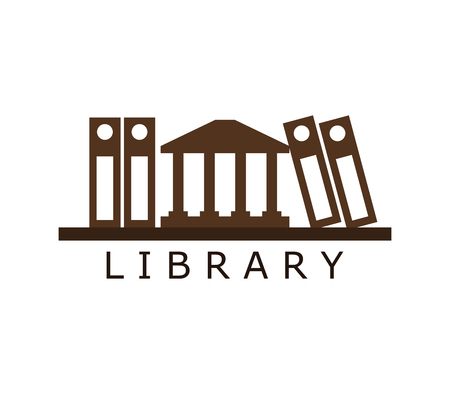 Library logo with building and booksのイラスト素材