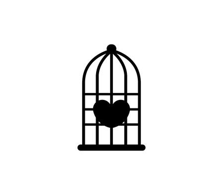 Heart in the bird cage iconのイラスト素材