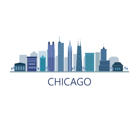 chicago skylineのイラスト素材