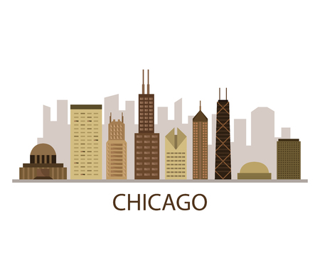 chicago skylineのイラスト素材
