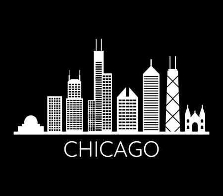 chicago skylineのイラスト素材