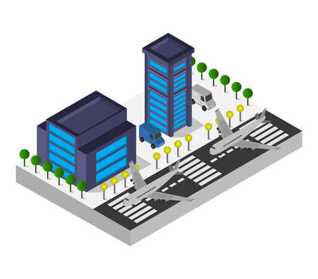 isometric airportのイラスト素材