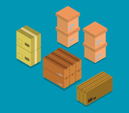 isometric boxのイラスト素材