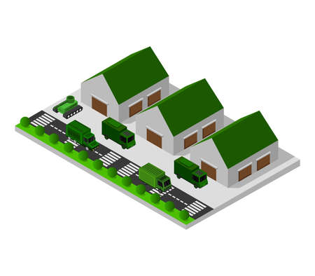 Isometric military barracksのイラスト素材