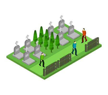 isometric cemeteryのイラスト素材