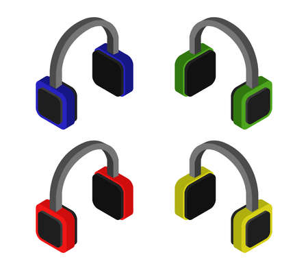 isometric music headphonesのイラスト素材