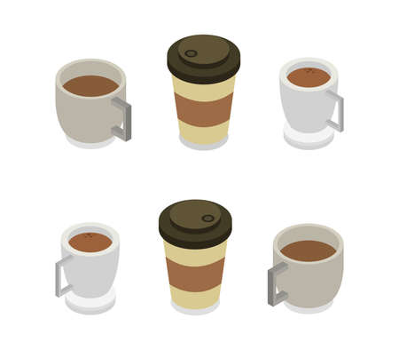 isometric coffee cupのイラスト素材