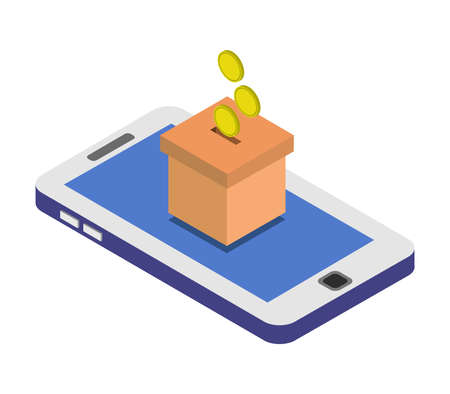 donate money isometric illustrationのイラスト素材