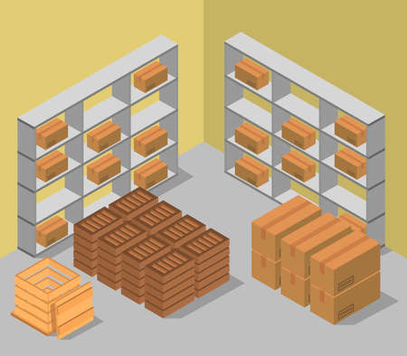 isometric warehouseのイラスト素材