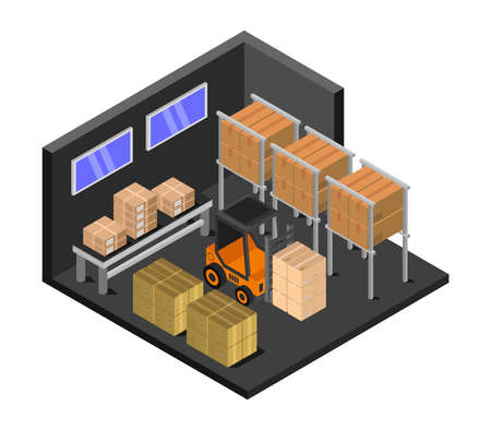 isometric warehouseのイラスト素材