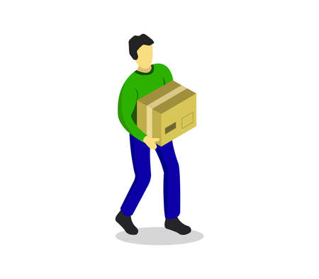 man with isometric boxのイラスト素材