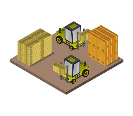 isometric warehouseのイラスト素材