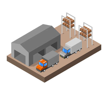 isometric warehouseのイラスト素材