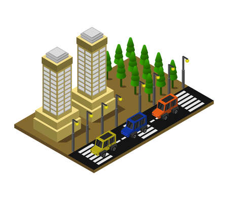 isometric buildingのイラスト素材