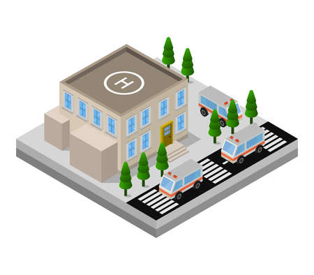 isometric hospitalのイラスト素材