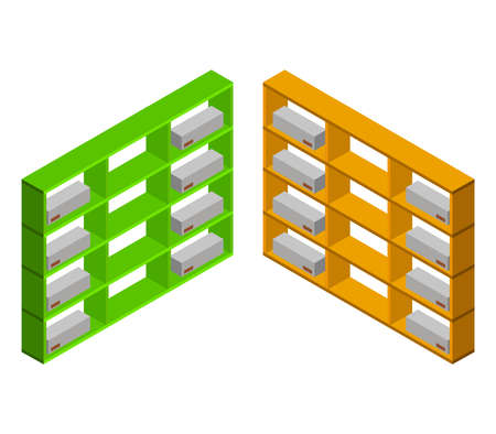 isometric warehouse shelfのイラスト素材