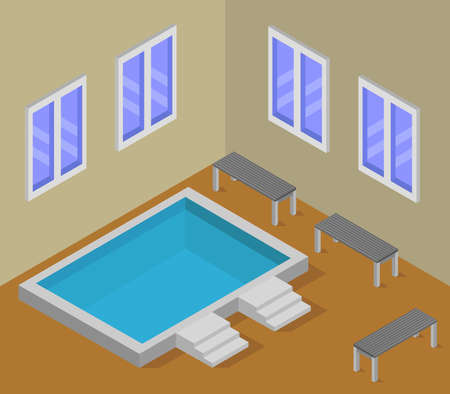isometric pool roomのイラスト素材