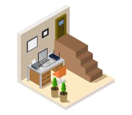 isometric office roomのイラスト素材