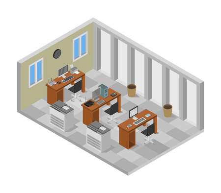 isometric office roomのイラスト素材