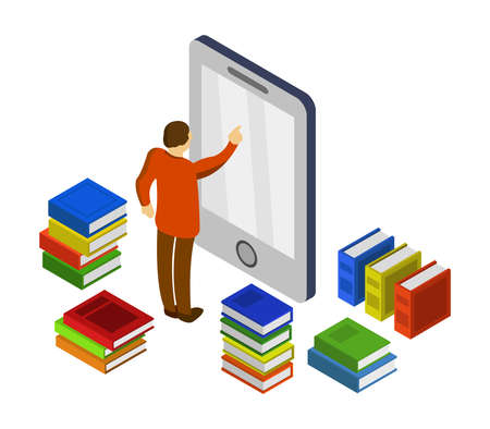 studying online isometricのイラスト素材