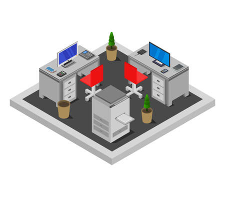 isometric office roomのイラスト素材