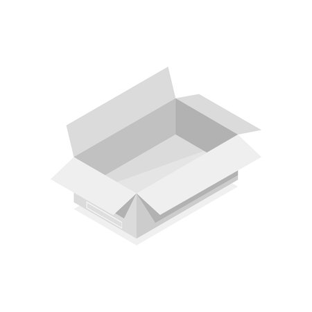 Cardboard box icon in isometric 3d style on a white backgroundのイラスト素材