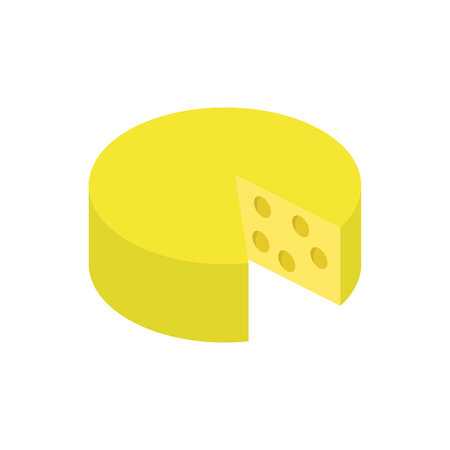 Cheese icon in isometric 3d style on a white backgroundのイラスト素材