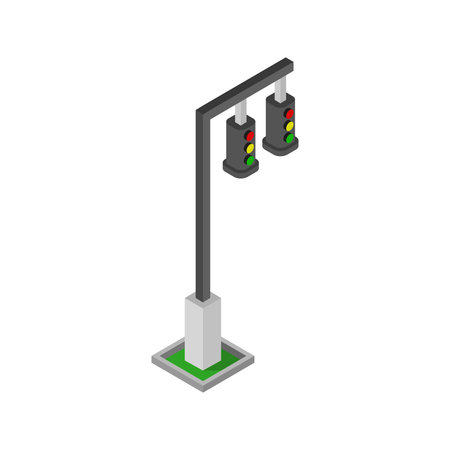 Traffic light isometric 3d icon on a white backgroundのイラスト素材