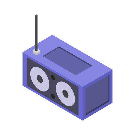 Retro radio icon in isometric 3d style on a white backgroundのイラスト素材