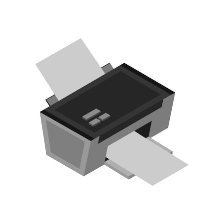 Printer icon in isometric 3d style on a white background