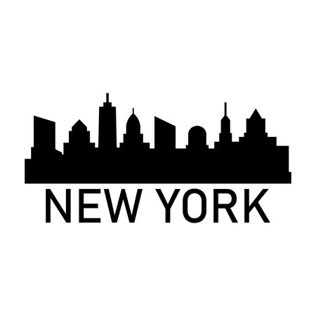 New York city skyline silhouette. Vector illustration. Black and white design.のイラスト素材