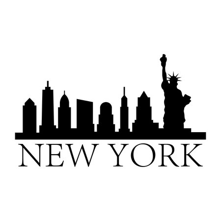 New York city skyline silhouette. Vector illustration. Black and white.のイラスト素材