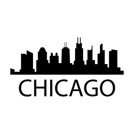 chicago city skyline silhouette isolated on white background. vector illustration.のイラスト素材